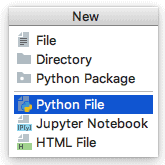 ダイアログボックスから「Python File」を選ぶ