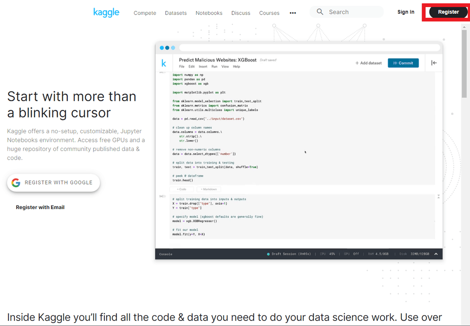 kaggleサイトでアカウント登録する方法