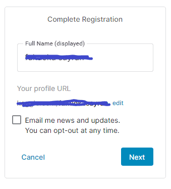 登録が完了したらユーザー名と自分のプロフィールURLを確認