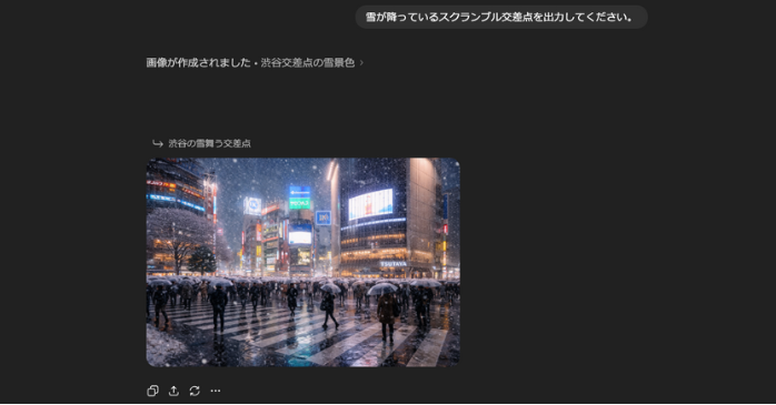 雪が降っているスクランブル交差点