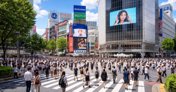 夏のスクランブル交差点