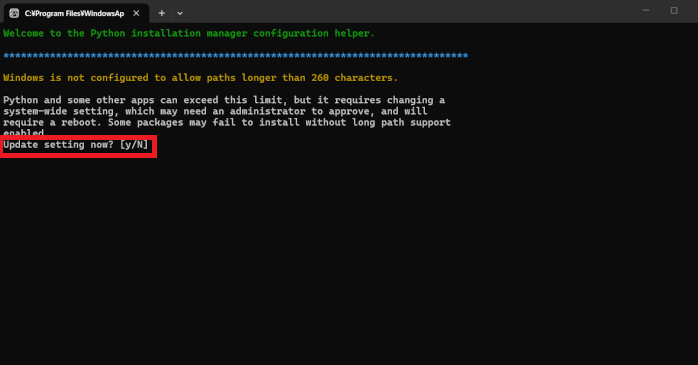 インストーラーのコマンドプロンプト